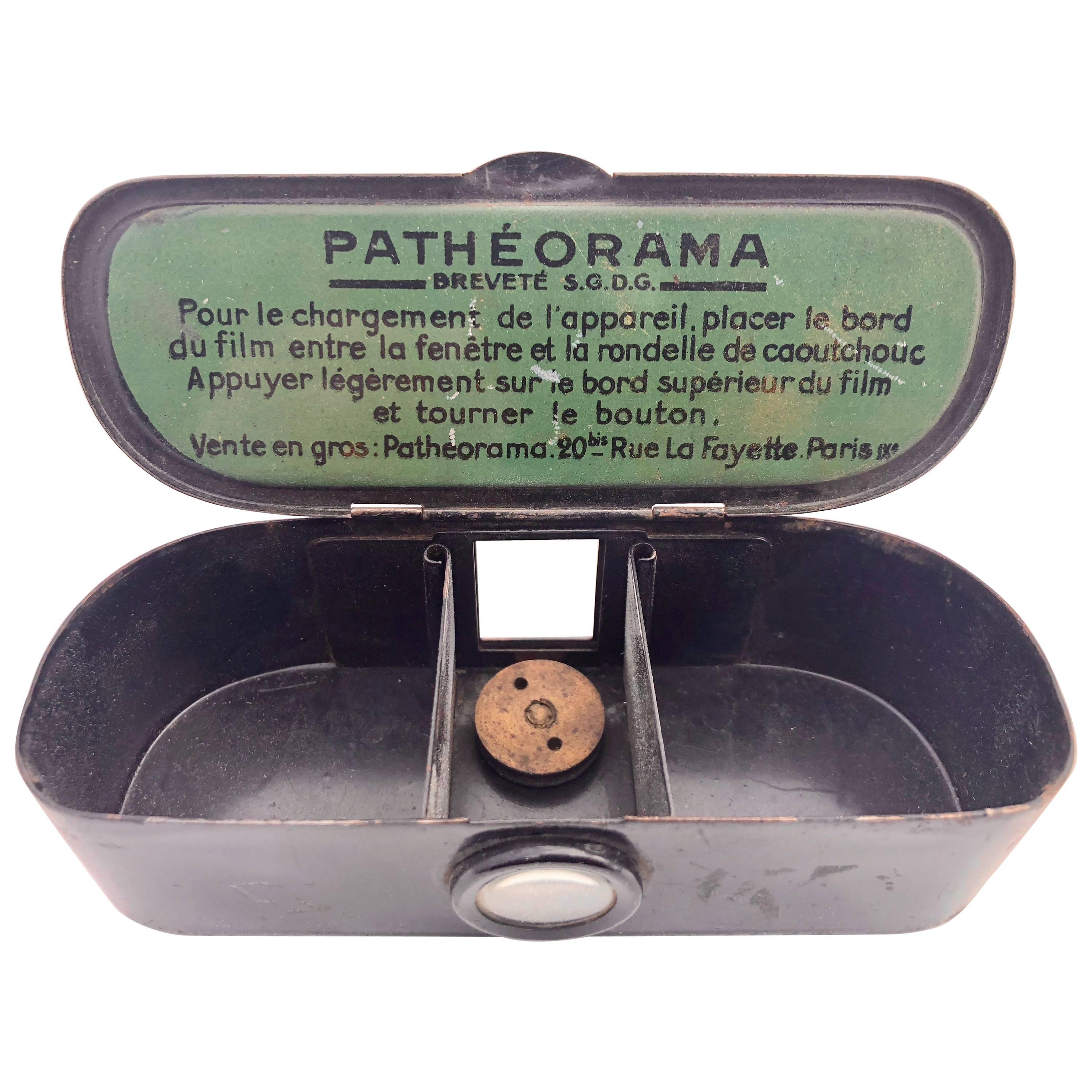 French 1920 Patheorama Photo Viewer in It's Box, with a Collection of 96 Films For Sale