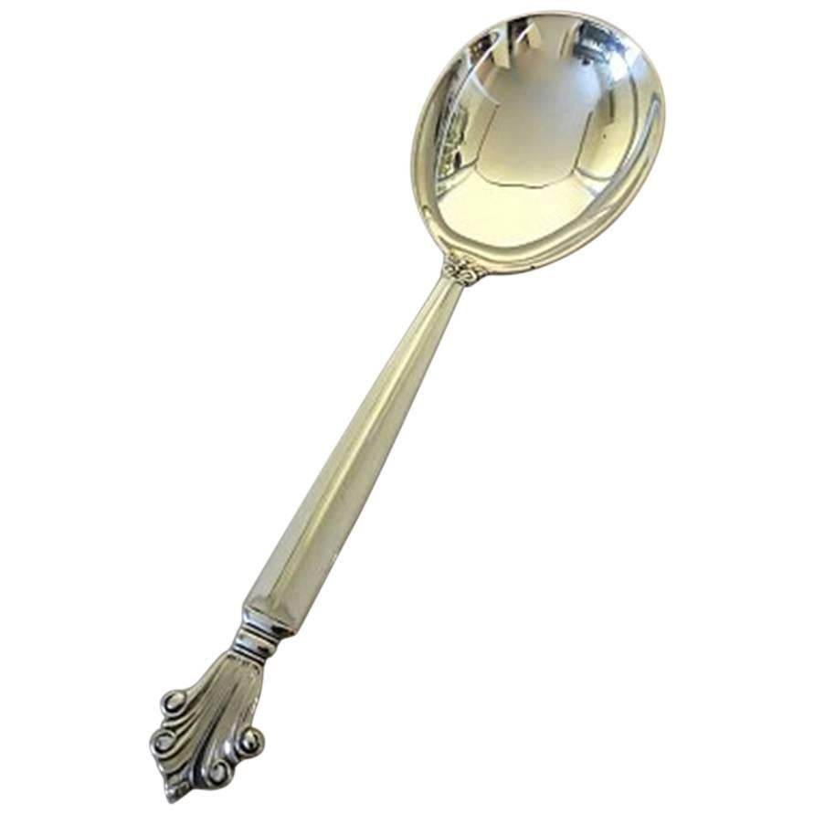 Georg Jensen Sterling Silver Acanthus Serving Spoon No 115 For Sale