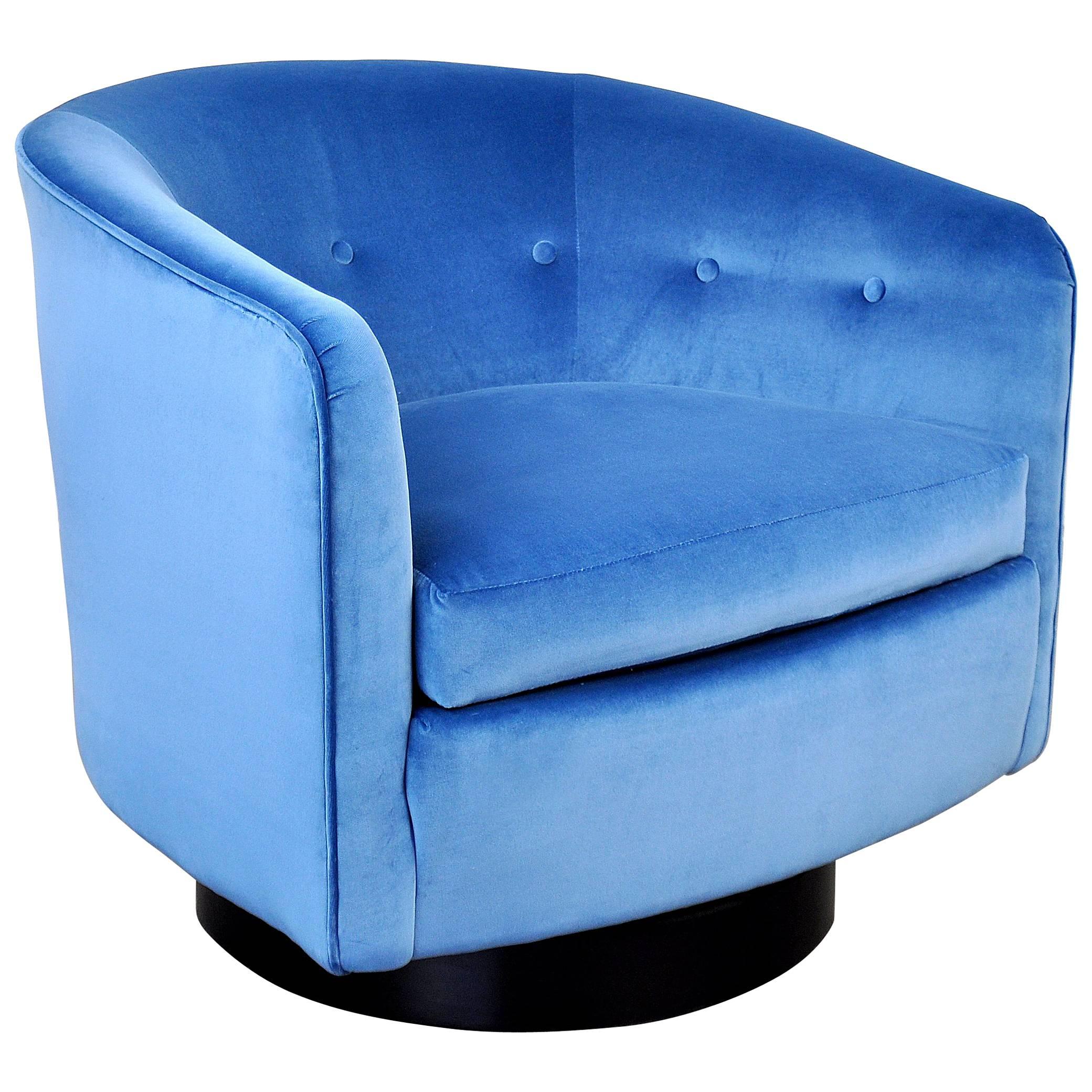 Milo Baughman for Thayer Coggin Light Blue Velvet Swivel Lounge Chair