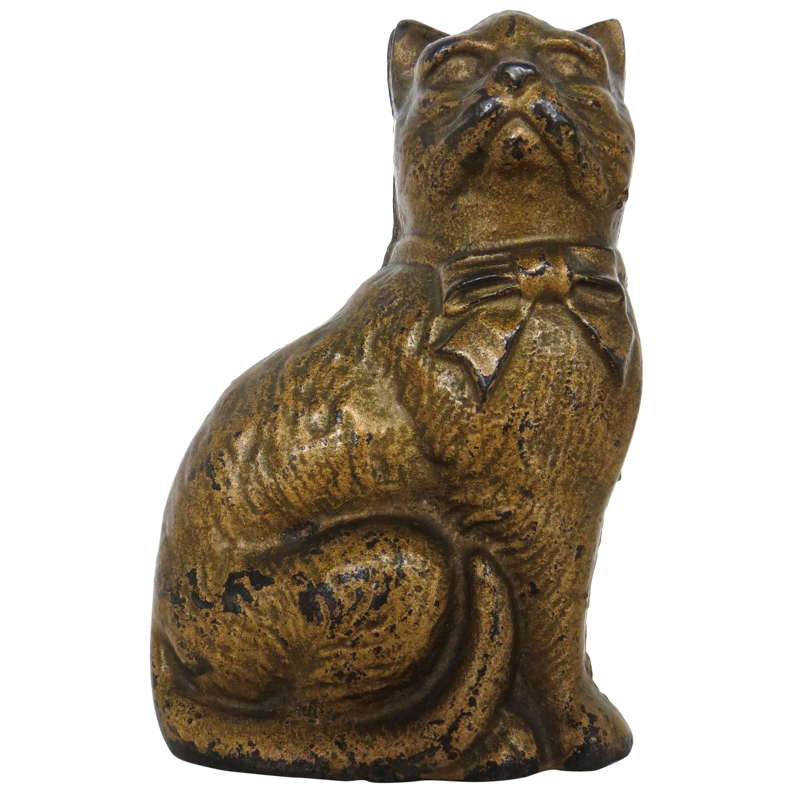 Seated "Cat with a Bow" Still Bank, American, circa 1922 For Sale