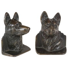 Antique Pair of Brass Dog Bookends