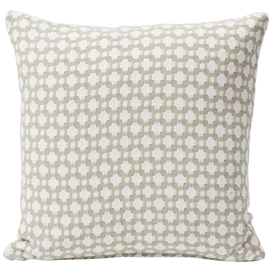 Schumacher Betwixt Geometric Textural Woven White Two-Sided 18" Cotton Pillow