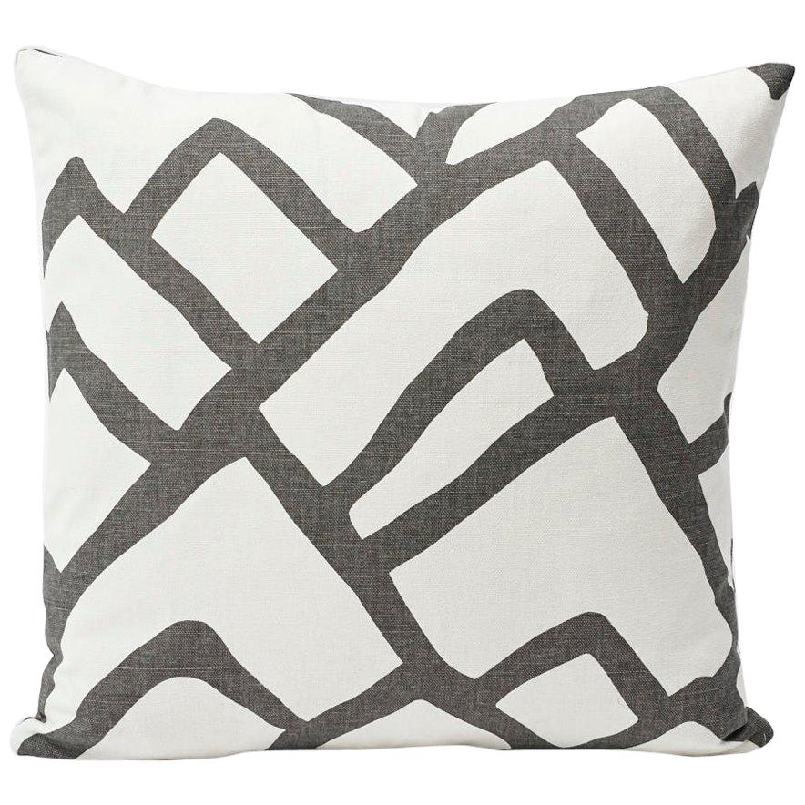 Schumacher Zimba Large Scale Graphic Print Charcoal White Two-Sided Pillow