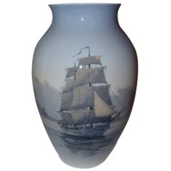 Royal Copenhagen Unique Vase by Theodor Kjølner from 1942 with Ship