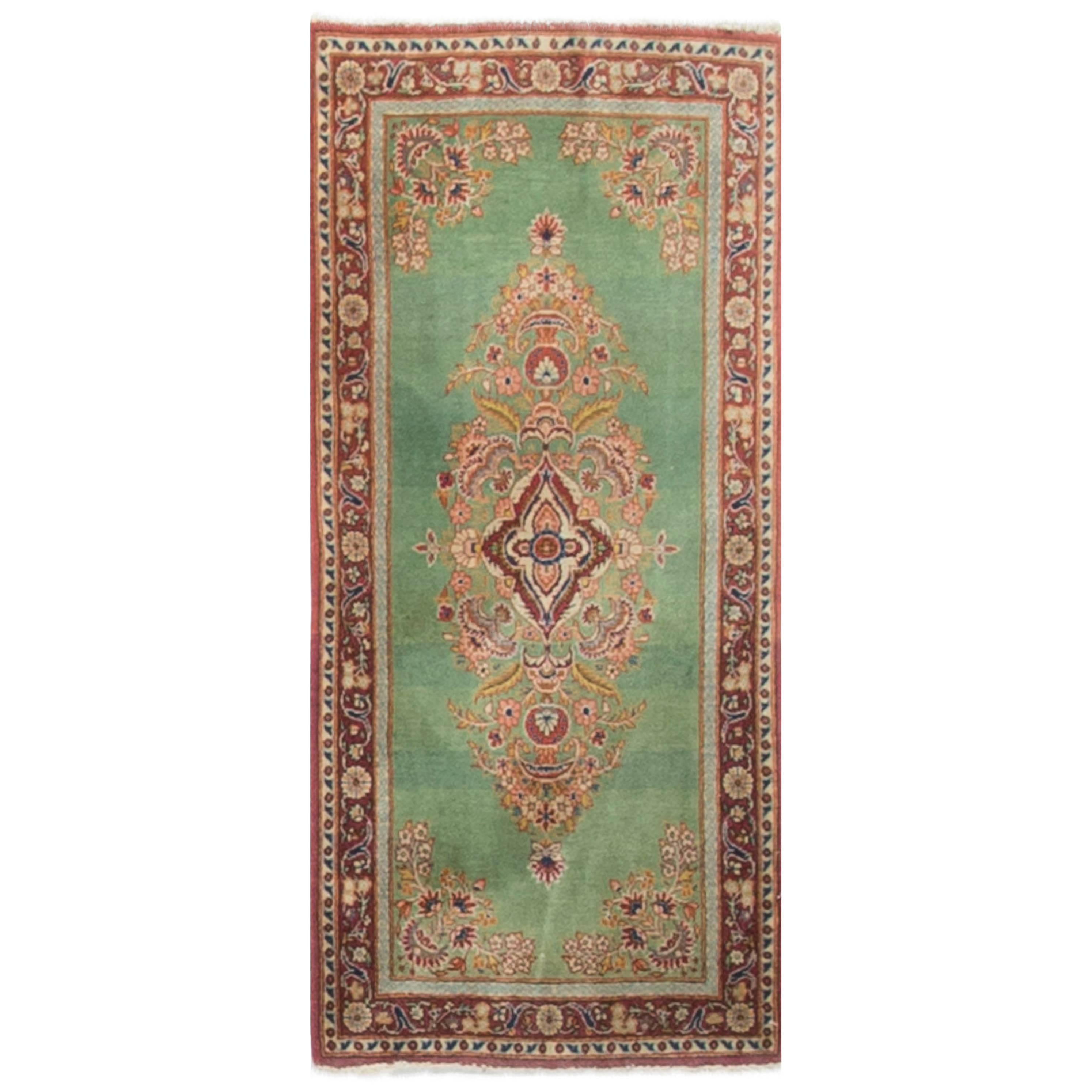 Antique Persian Fine Traditional Handwoven Luxury Wool Green / Multi Rug For Sale