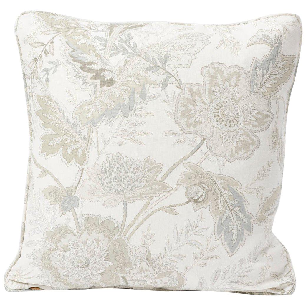 Schumacher Sandoway Vine French Floral Motif White Two-Sided Linen Pillow