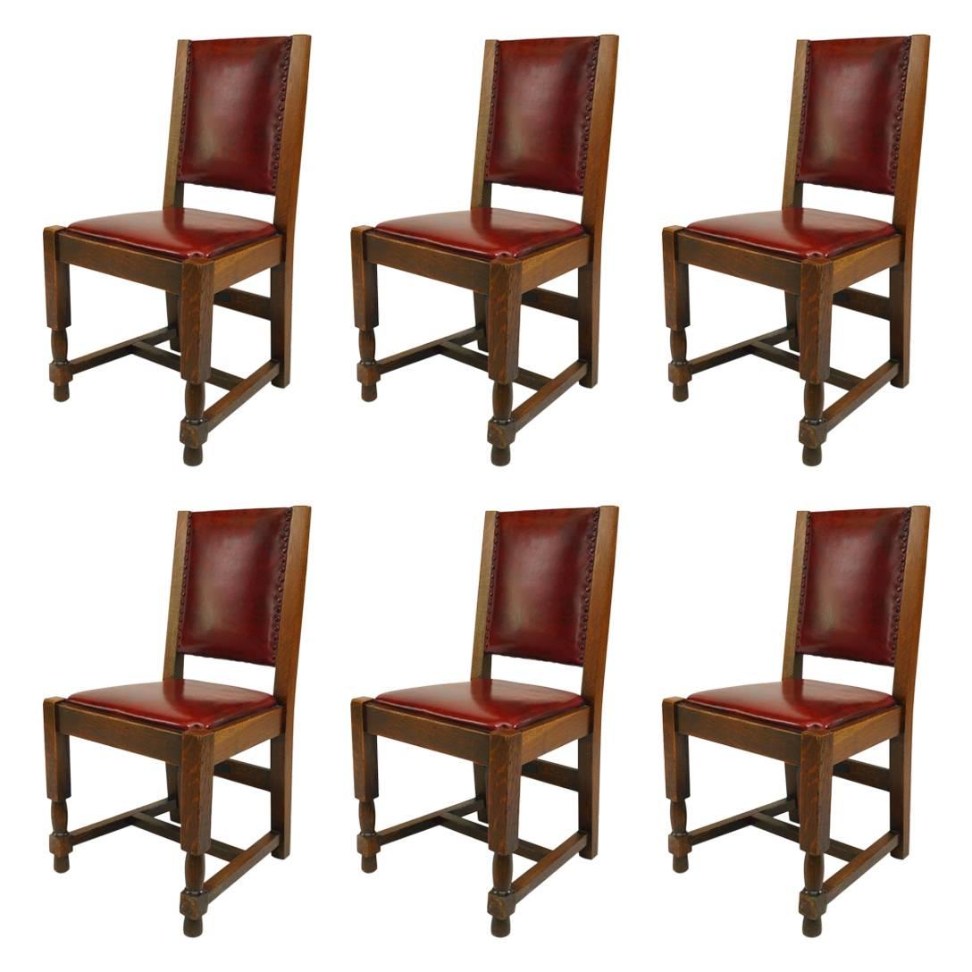 Set of 6 American Mission Oak Side Chairs For Sale