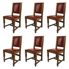 Vintage Set of 6 American Mission Oak Side Chairs