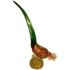 Cenedese 1950 Multi-Color Cock in Murano Glass with Gold Leaf