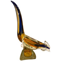 I. Pustetto 1950 Multi-Color Cock in Murano Glass with Gold Leaf