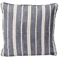 Antique Schumacher Amour Stripe Charcoal White Linen Two-Sided 18" Pillow