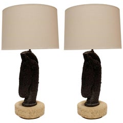 Architectural Horsehead Lamps, Pair