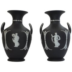 Pair of Black Jasper Vases, Wedgwood, circa 1900
