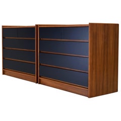 Sophisticated Pair of Custom Danish Teak and Black Lacquer Dressers