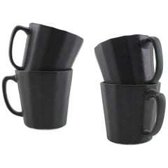 Monday Mug Matte Black Set of Four Coffee Mug Contemporary Glazed Porcelain