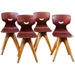 Set Four Midcentury German Chairs Designed by Adam Stegner for Pagholz