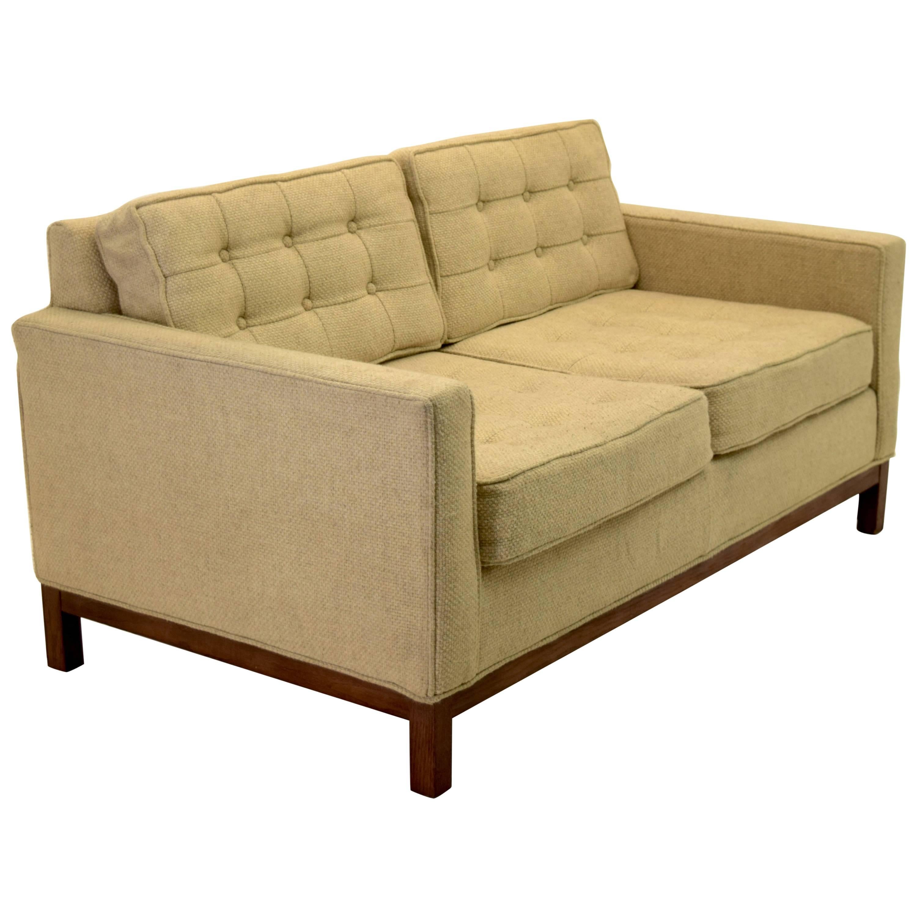 Tufted Low Profile Settee in the Style of Florence Knoll