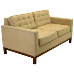 Retro Tufted Low Profile Settee in the Style of Florence Knoll