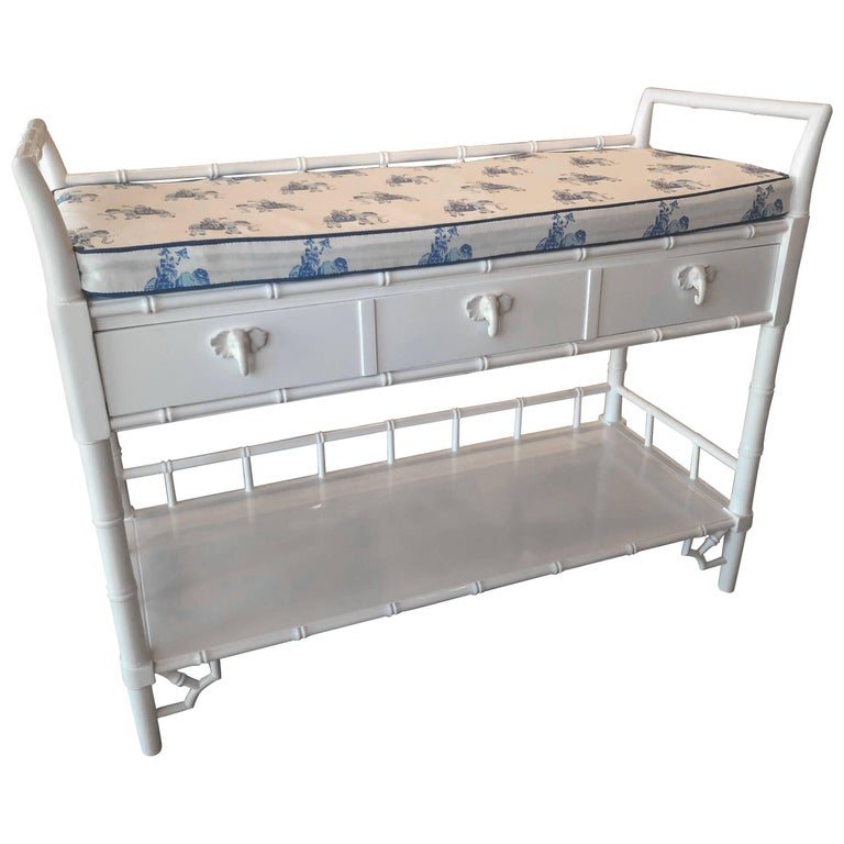 Faux Bamboo Baby Changing Table Lilly Pulitzer Elephant Blue Lacquered