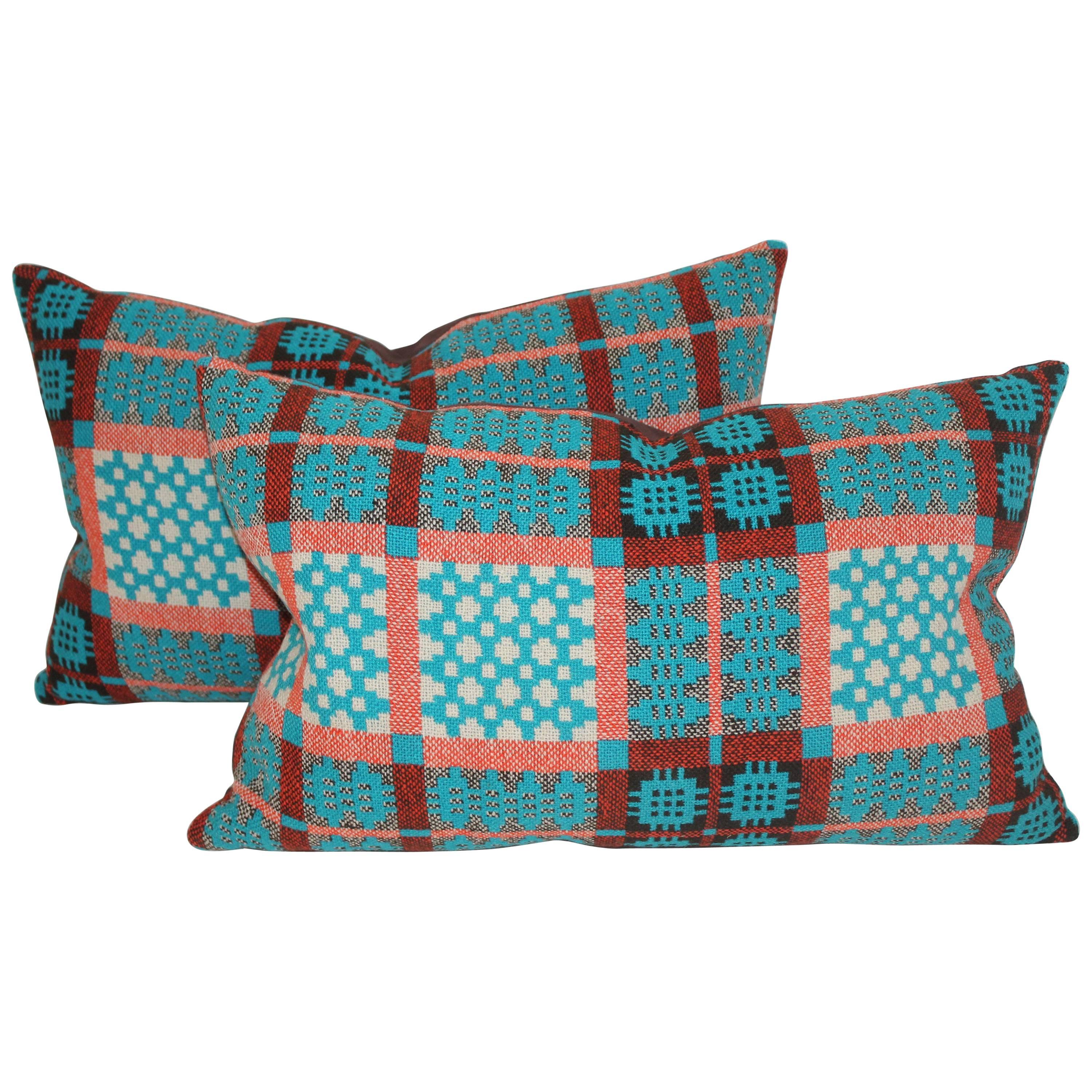 Turquoise Coverlet Pillows, Pair