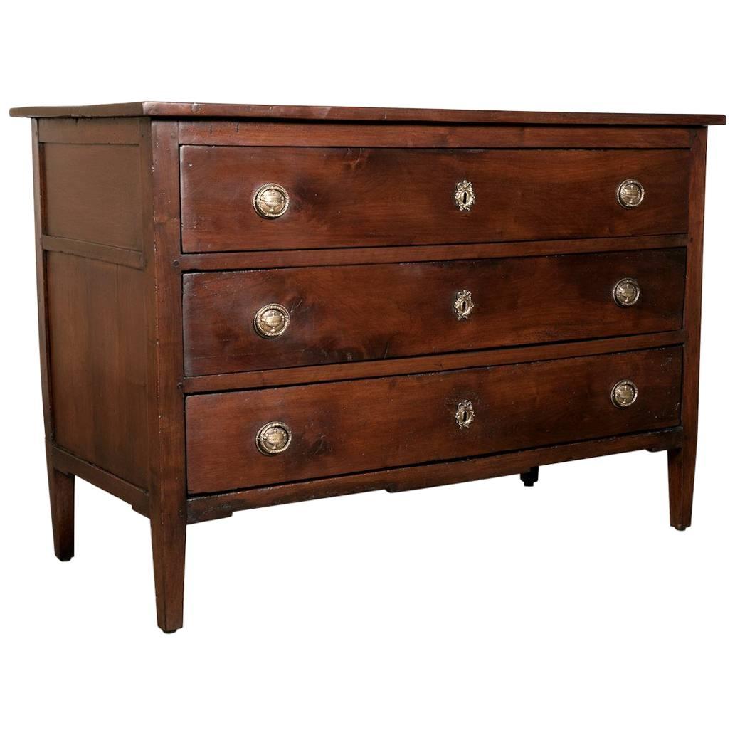 18th Century French Louis XVI Period Solid Walnut Commode