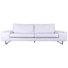 Ewald Schillig Boow Designer Three-Seat Sofa off White Leather Couch
