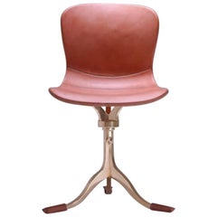 Bespoke Swivel Chair, Leather and Hand Cast Bronze Base by P. Tendercool