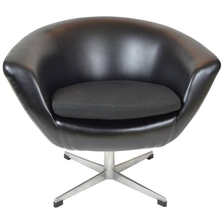 Black Leatherette Egg Chair by UP Zavody Rousinov For Sale