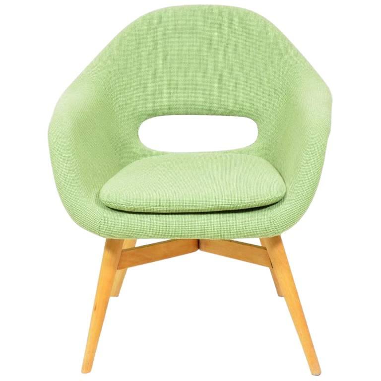 Green Shell Chair by Miroslav Navrátil, 1960s For Sale