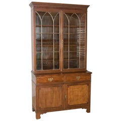 Antique Bookcase, Georgian Mahogany Display Cabinet Gothic Overtones, circa 1800