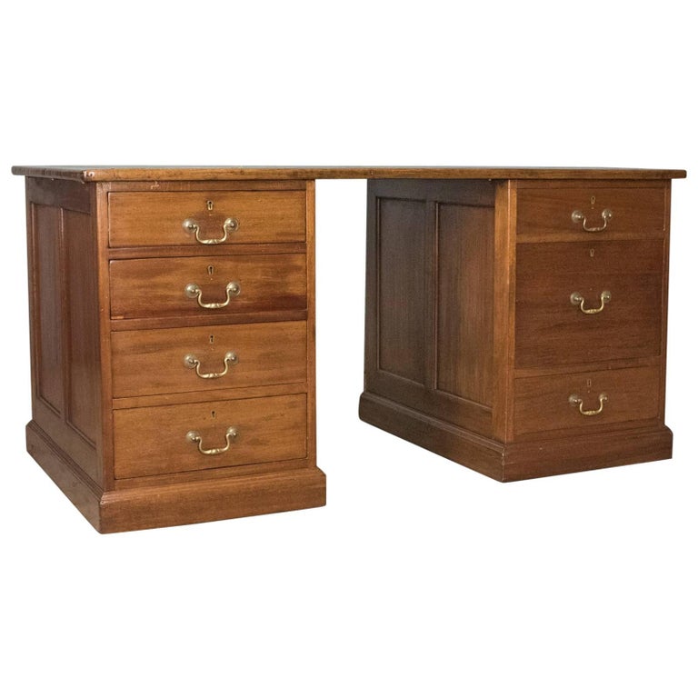 Large Antique English Walnut Double-Pedestal Desk, Circa 1920 At 1stdibs Antique Pedestal Desk, Large, English, Mahogany, George V, circa 1915 - Large Antique English Walnut Double-Pedestal Desk, Circa 1920 At 1stdibs