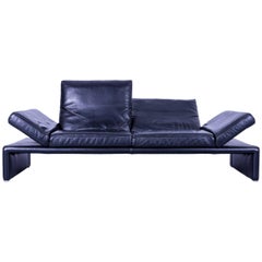 Koinor Raoul Designer Sofa Black Leather Three-Seat Couch
