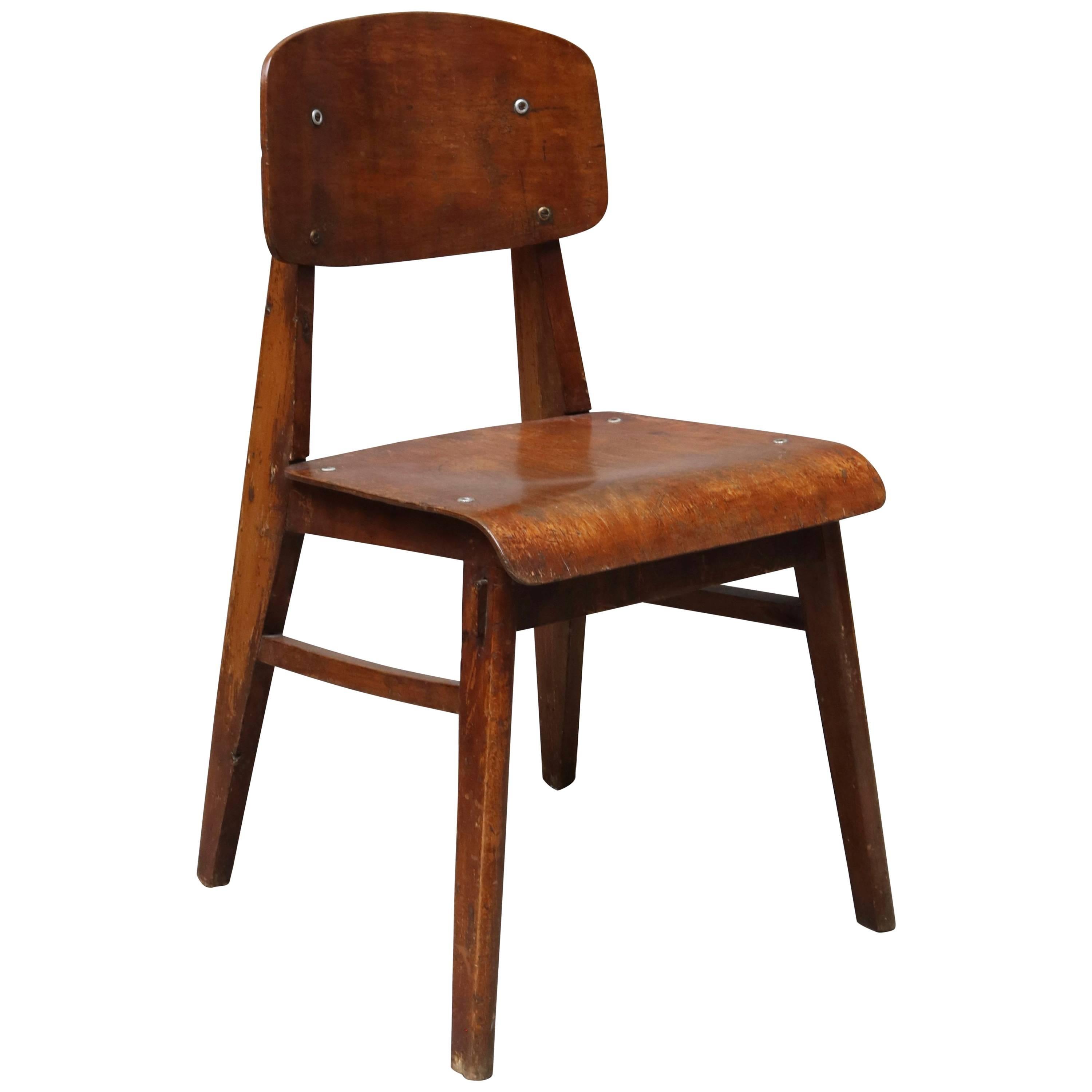 Unique Midcentury Wooden Chair by Jean Prouvé For Sale
