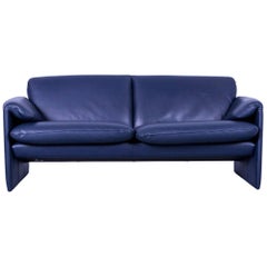 Leolux Bora Designer Leather Sofa Blue Two-Seat