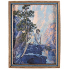 Antique Art Deco Print of "Solitude" after Original by Maxfield Parrish, Framed