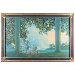 Art Deco Print of Daybreak after Original by Maxfield Parrish Framed, circa 1920