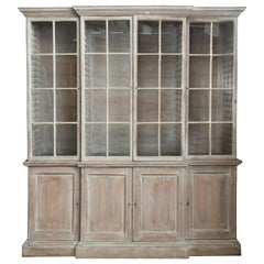 French Continental Pickled White Wash Breakfront