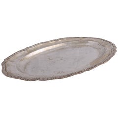 Continental Bohemian .800 Silver Serving Tray with Foliate Rim, circa 1940