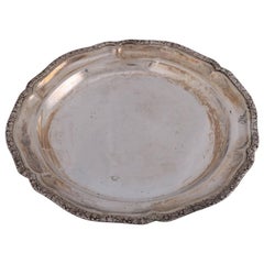 Continental Bohemian .800 Silver Serving Tray with Foliate Rim, circa 1940