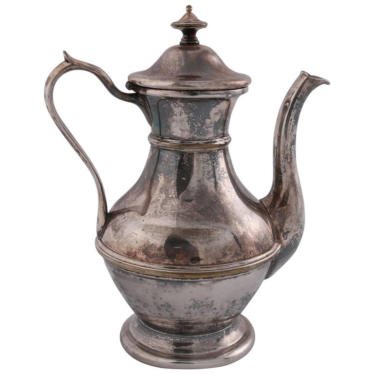 German Sterling Silver Georgian Style Tea Pot, Darmstadt, 19th Century For Sale