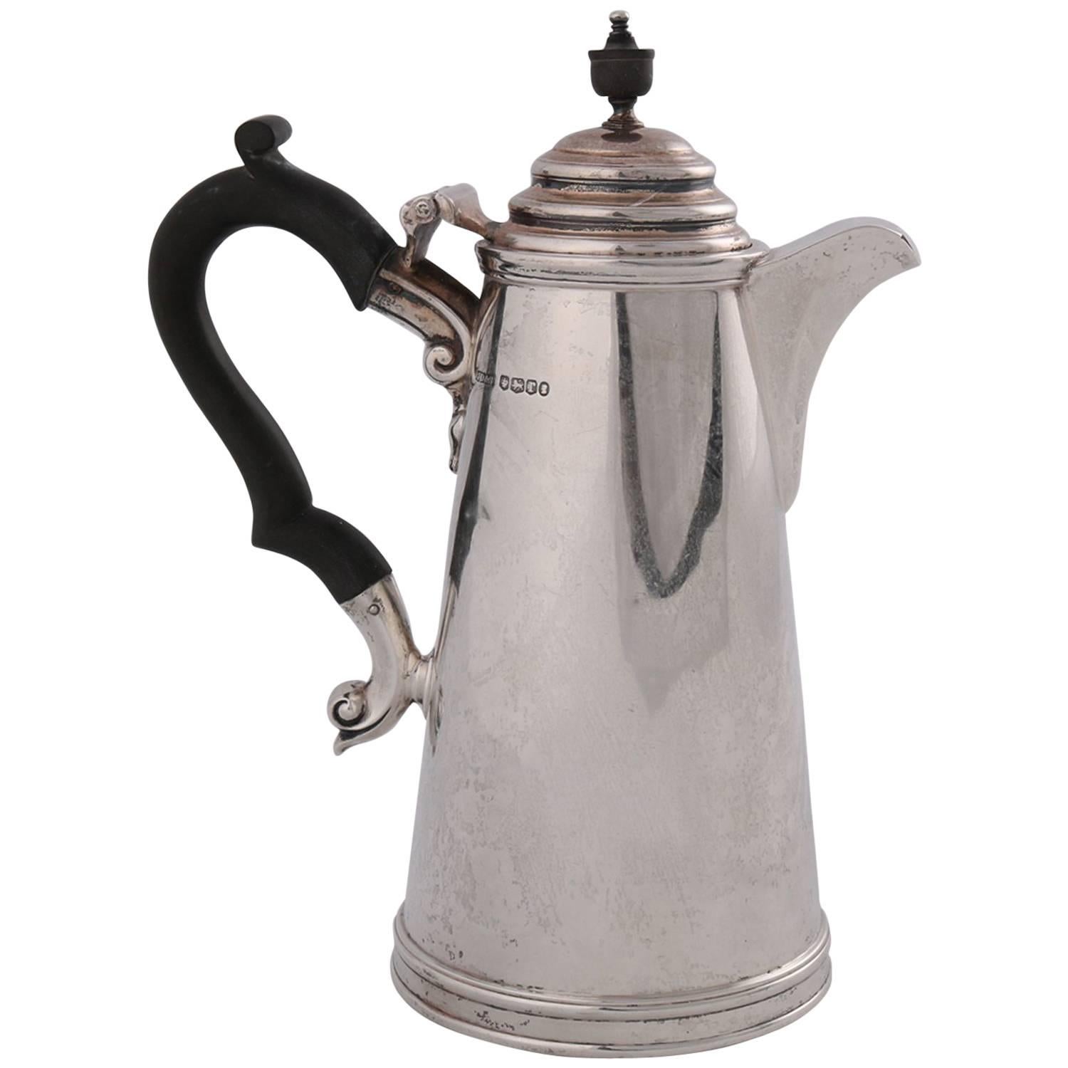 Antique English Sterling Silver Coffee Pot by James Dixon & Sons, circa 1909