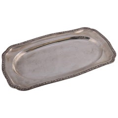 Continental Bohemian .800 Silver Serving Tray with Foliate Rim, circa 1940