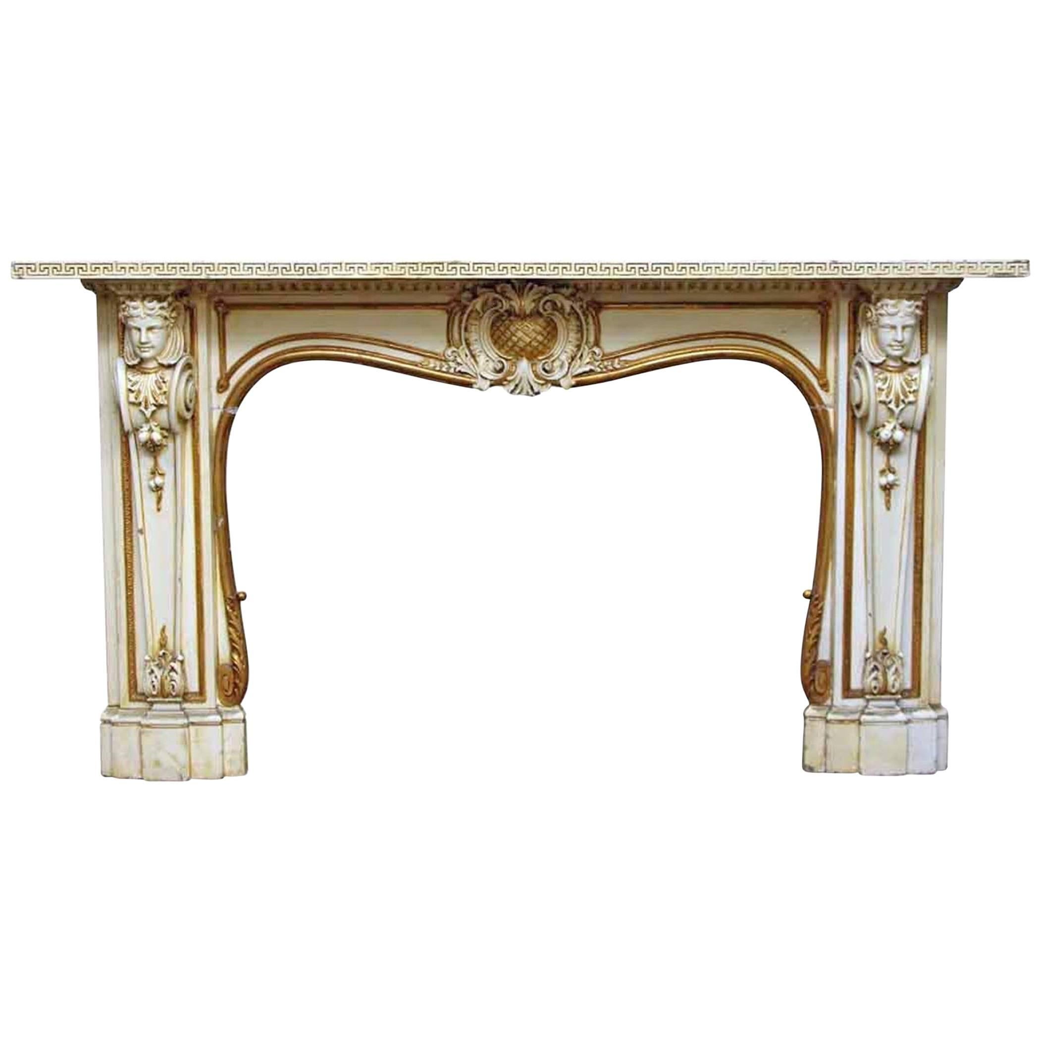 1930s Beautiful Carved Wooden Figural Mantel from Park Ave Apartment