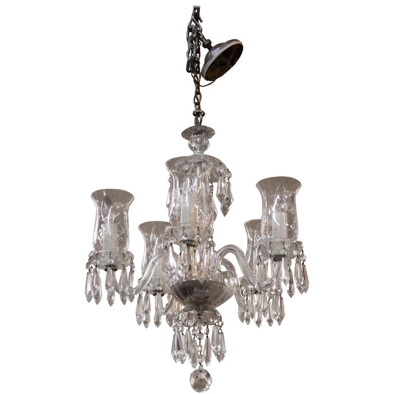Midcentury Irish Glass and Lucite Chandelier For Sale at 1stDibs