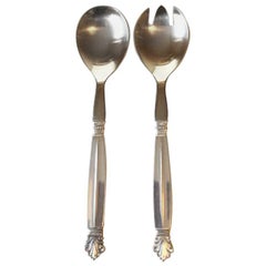 Georg Jensen Sterling Silver/Stainless Steel Acanthus Salad Set