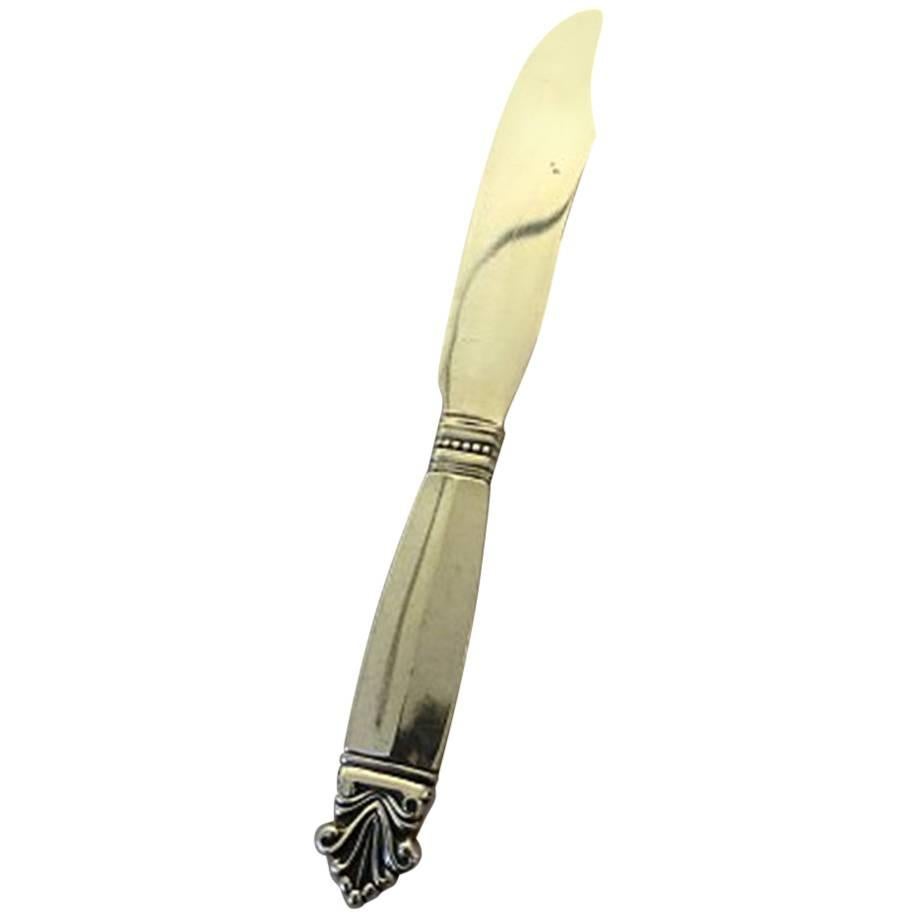 Georg Jensen Sterling Silver Acanthus Cake Knife in All Silver For Sale