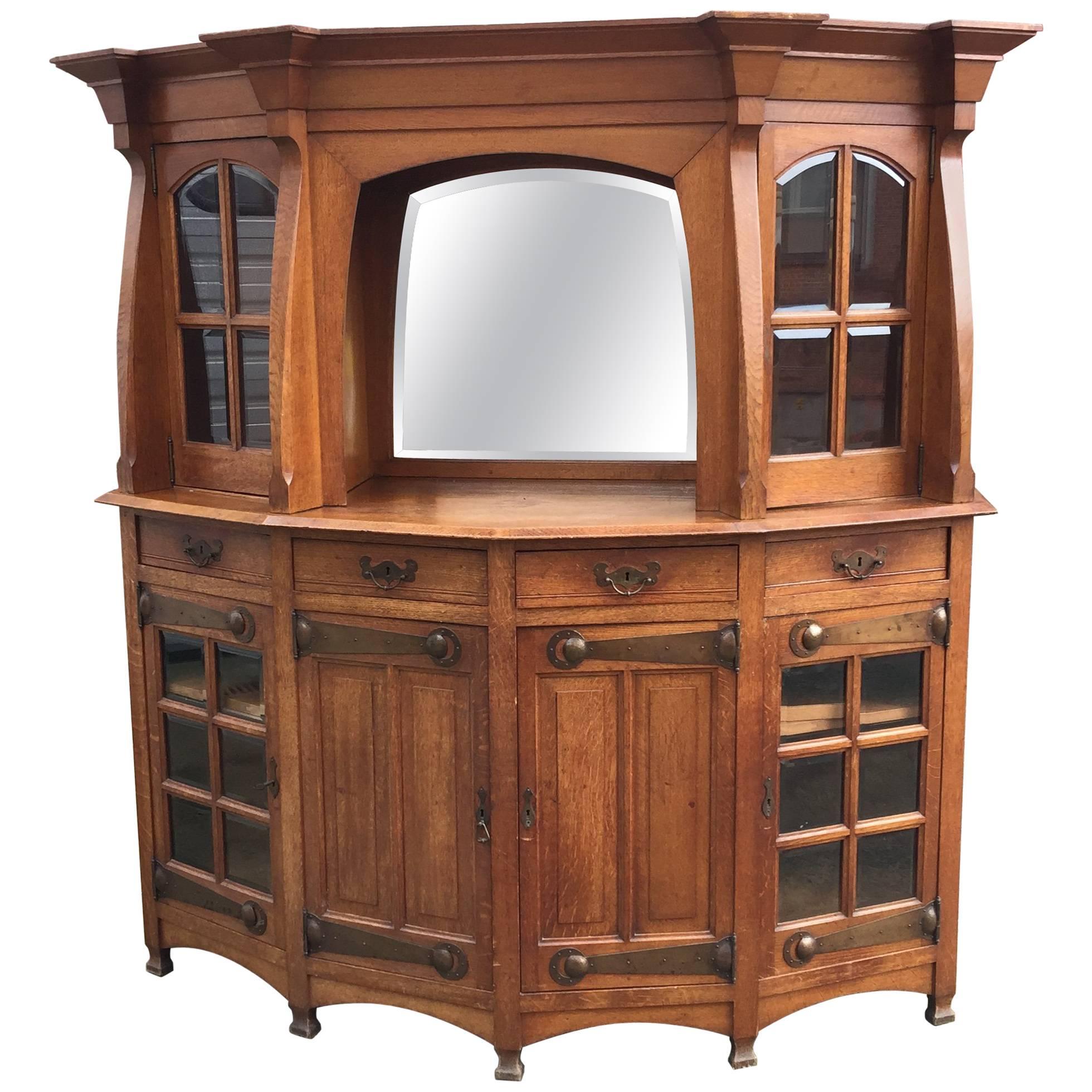 Art Nouveau Period, Oak Buffet in the Style of Gustav Serrurier Bovy, circa 1900 For Sale