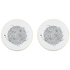 Box of 2 Dinner Porcelain Plates With Gold Collection Rue de Paradis 