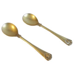 Very Unusual Pair of Silver Gilt Sorbet Spoons Made by Francis Boon Thomas
