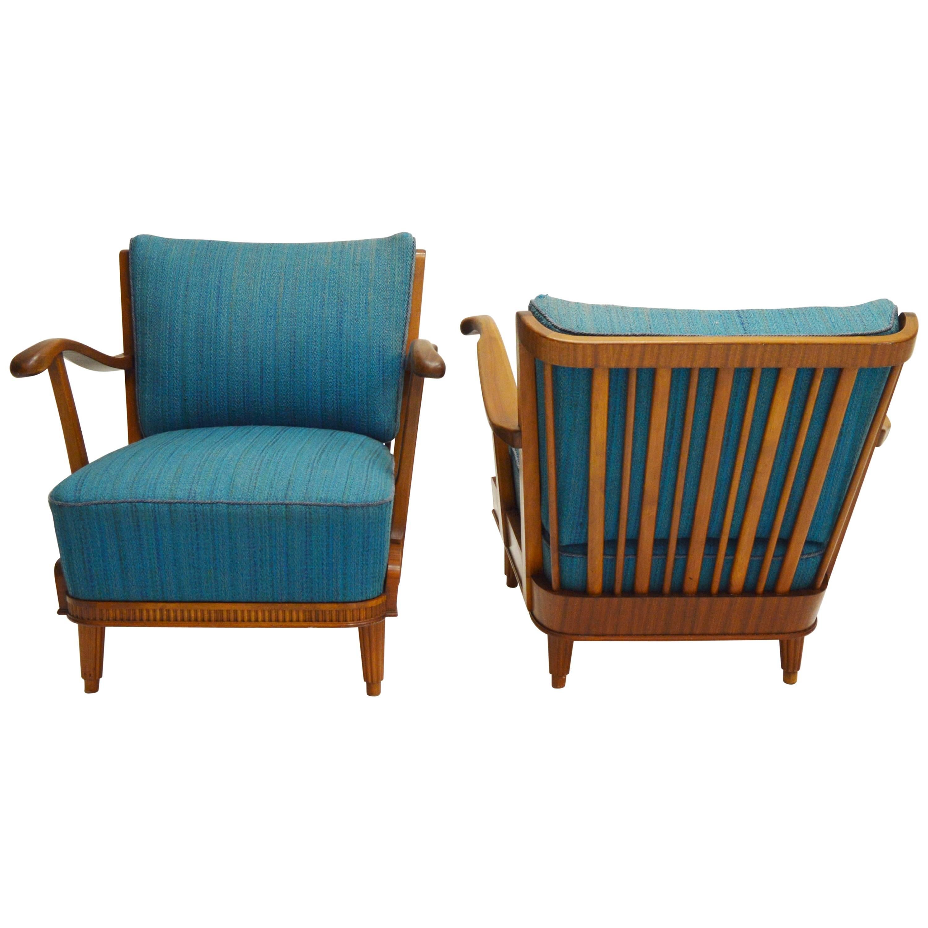 Pair of Svante Skogh Mahogany Lounge Chairs For Sale